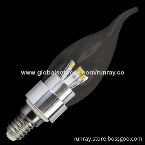 3W LED Candle Bulb, Epistar, EpiLEDs, Bridgelux LED Chips, 5,500 to 7,000K White CCT, CE Mark